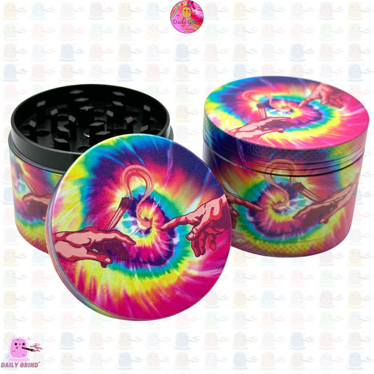 Michelangelo Sistine Chapel Tie Dye Birth of Man Cute - 50mm 4-Piece High Quality Custom Metal Kitchen Herb Grinder Gift Idea