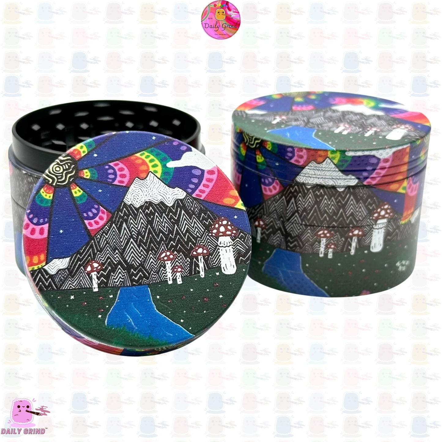 Mount Fuji Cute Anime Cartoon Japan Art - 50mm 4-Piece High Quality Custom Metal Kitchen Herb Grinder Gift Idea