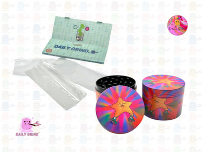 Happy Star Cute Colourful Tie Dye 50mm 4-Piece High Quality Custom Metal Kitchen Herb Grinder Gift Idea