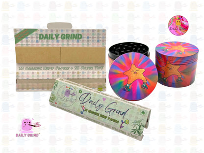 Happy Star Cute Colourful Tie Dye 50mm 4-Piece High Quality Custom Metal Kitchen Herb Grinder Gift Idea