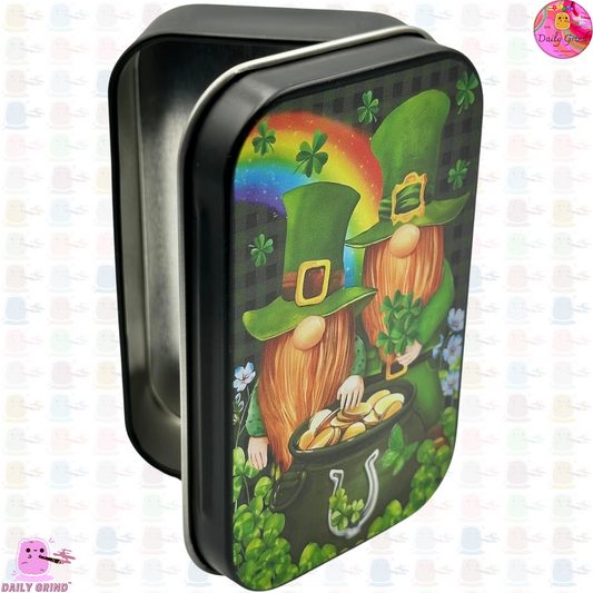 Cute Lucky Leprechaun - 1oz Black / Crystal / Jewellery / Coins / Bits & Pieces / Hide / Money / Make-Up 1oz Black Hinge Lid Tin Box Gift - 9.5 x 6.2 x 2 cm - Cute Funny Metal Organiser Gift Idea