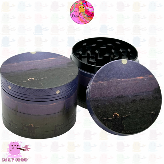 Beautiful Sunset Farmland Artwork Scarecrow in Twilight Summers Evening - 50mm 4-Piece High Quality Metal Kitchen Herb Grinder Gift Idea