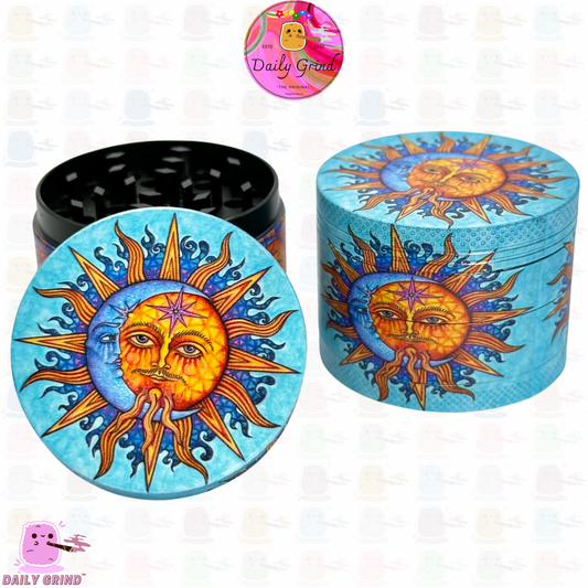 Sun and Moon Spiritual Natural World Beautiful Cartoon - 50mm 4-Piece High Quality Custom Metal Kitchen Herb Grinder Gift Idea