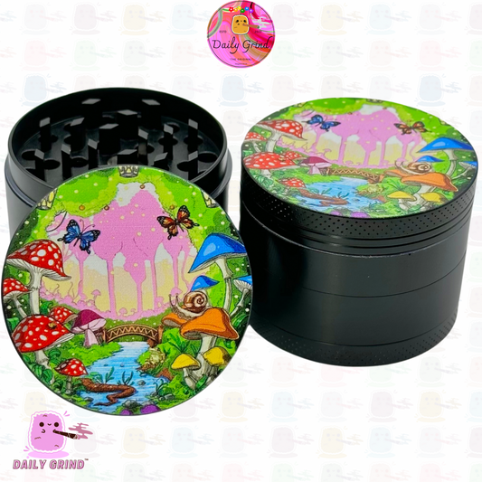 Cute Forest Woodland Mushrooms Butterflies - 50mm 4-Piece High Quality Metal Kitchen Herb Grinder Gift Idea