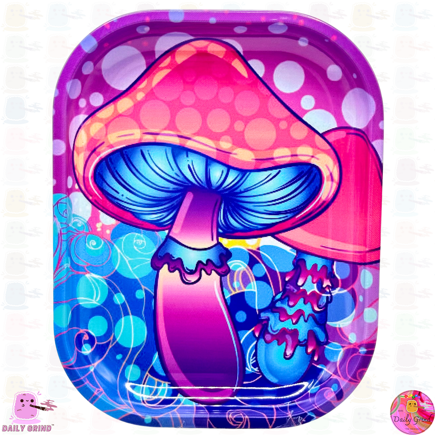 Cute Hippy Mushroom Hallucinate Neon Design - 14x18cm Metal Tray for Bits & Pieces, Jewellery, Crystals etc!  Idea Trinkets  Gift