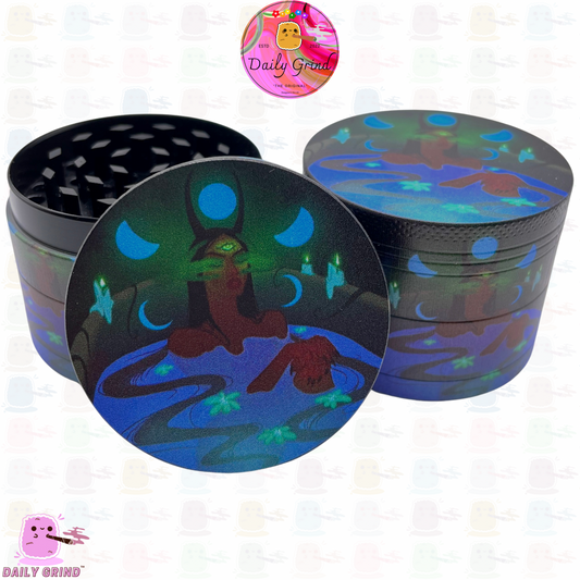 Cute Villain Style Evil Witch - 50mm 4-Piece High Quality Custom Metal Kitchen Herb Grinder Gift Idea