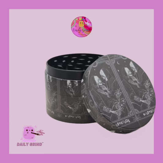 Tarot Card Death Skeleton Kissing - 50mm Premium 4-Piece Custom Metal Tobacco Herb Grinder Gift Idea