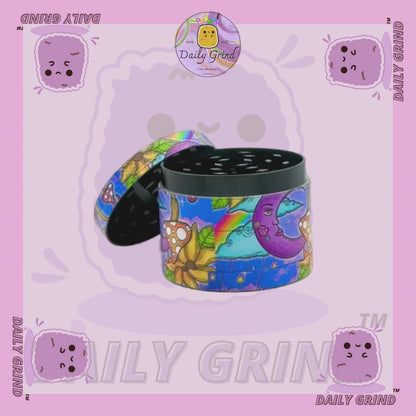 Coloré Trippy Moon Mushroom Rainbow Trippy - 50mm 4 pièces de haute qualité personnalisé en métal broyeur d'herbes cadeau 
