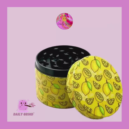 Lemon Slices Juicy Fruit Candy Yellow Design - 50mm 4-Piece High Quality Custom Metal Kitchen Herb Grinder Gift Idea