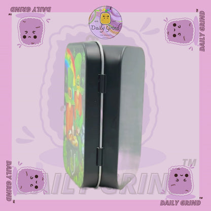 Cute Lucky Leprechaun - 1oz Black / Crystal / Jewellery / Coins / Bits & Pieces / Hide / Money / Make-Up 1oz Black Hinge Lid Tin Box Gift - 9.5 x 6.2 x 2 cm - Cute Funny Metal Organiser Gift Idea