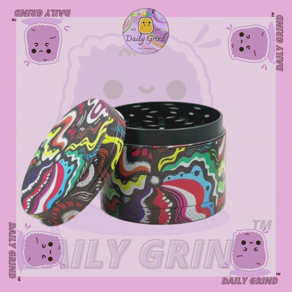 Motif Trippy coloré ondulé liquide Hallucination 50mm 4 pièces haute qualité personnalisé métal herbe broyeur cadeau 