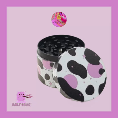 Cow Print Pink Bits Dairy Cow - 50mm Premium 4-Piece Custom Metal Kitchen Herb Grinder Gift Idea