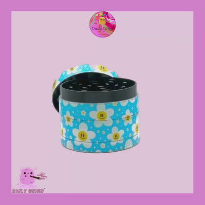 Cute Daisy Flowers Happy Design - 50mm 4-Piece High Quality Custom Metal Kitchen Herb Grinder Gift Idea