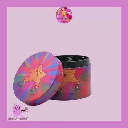 Happy Star Cute Colourful Tie Dye 50mm 4-Piece High Quality Custom Metal Kitchen Herb Grinder Gift Idea