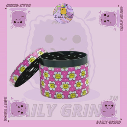 Chat mignon dans une fleur Kawaii Pink Daisy Design - 50mm 4 pièces de haute qualité personnalisé en métal broyeur d'herbes cadeau 