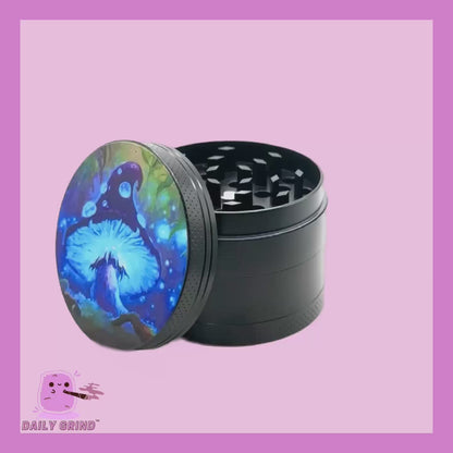 Glowing Mushroom Neon - 50mm 4-Piece High Quality Custom Metal Kitchen Herb Grinder Gift Idea