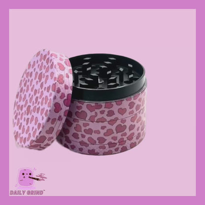 LoveHeart Pattern Collage Cute Pink Girls Design - 50mm 4-Piece High Quality Metal Herb Grinder Gift Idea