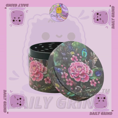 Cute Flowers and Rose - 50mm 4-Piece Premium Custom Metal Tobacco Herb Grinder Cute Gift Idea