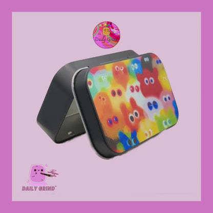 Colourful Ghost Cartoon Cute - 1oz Black / Crystal / Jewellery / Coins / Bits & Pieces / Hide / Money / Make-Up 1oz Black Hinge Lid Tin Box Gift - 9.5 x 6.2 x 2 cm - Cute Funny Metal Organiser Gift Idea