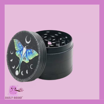 Beautiful Moth + Lunar Moon Cycles Beautiful Butterfly Spiritual Nature - 50mm 4-Piece High Quality Custom Metal Herb Grinder Gift Idea