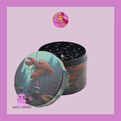 NYC Lobster Crustacean Underwater Floating Alone in the City - 50mm Premium 4-Piece Custom Metal Kitchen Herb Grinder Gift Idea