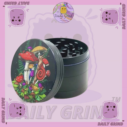 Variétés de champignons et fougères de dessins animés mignons de 50mm, broyeur d'herbes en métal de haute qualité en 4 parties, cadeau