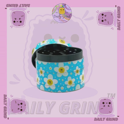 Cute Daisy Flowers Happy Design - 50mm 4-Piece High Quality Custom Metal Tobacco Herb Grinder Gift Idea