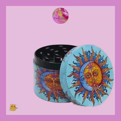 Sun and Moon Spiritual Natural World Beautiful Cartoon - 50mm 4-Piece High Quality Custom Metal Kitchen Herb Grinder Gift Idea