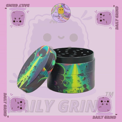 Alien Ship Abduction Spooky Apocalypse Vert 50mm 4 Pièces Haute Qualité Personnalisé Métal Herb Grinder Cadeau 
