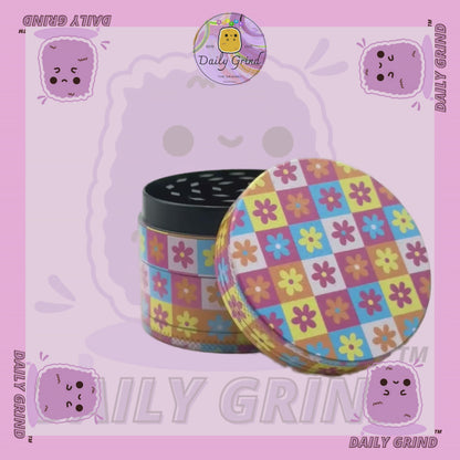 Fleurs damier mignon motif Pastel 50mm 4 pièces haute qualité personnalisé métal herbe broyeur cadeau 