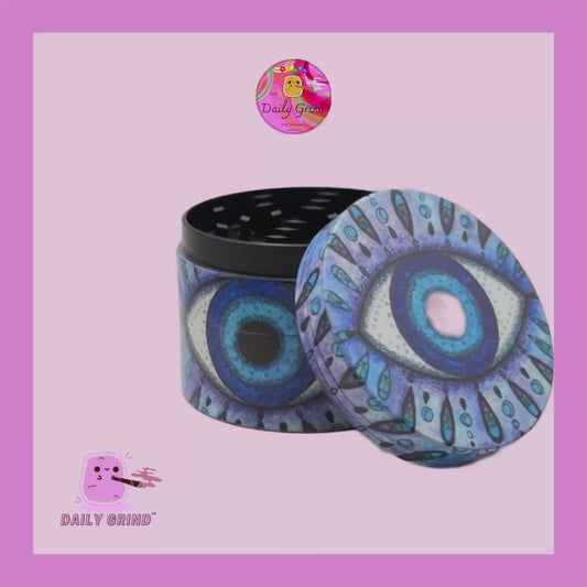 Nazar Eye of Protection Blue - 50mm 4-Piece High Quality Custom Metal Tobacco Herb Grinder Gift Idea