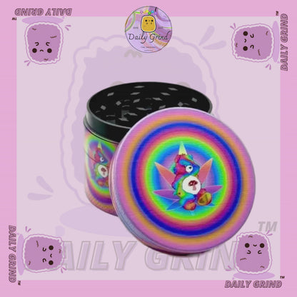 Ours coloré mignon psychédélique – 50 mm, 4 pièces, broyeur d'herbes en métal de haute qualité, cadeau 