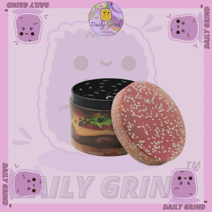 Cheeseburger in a Sesame Seed Bun - 50mm Premium 4-Piece Custom Metal Tobacco Herb Grinder Gift Idea