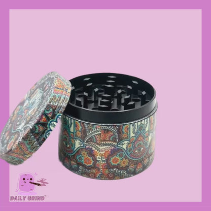 Hand of Protection Hamsa Tattoo - 50mm 4-Piece High Quality Custom Metal Kitchen Herb Grinder Gift Idea