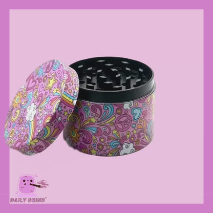 Lovely Pink Girls Cute Hearts Stars Flowers Rainbow Design - 50mm 4-Piece High Quality Custom Metal Kitchen Herb Grinder Gift Idea