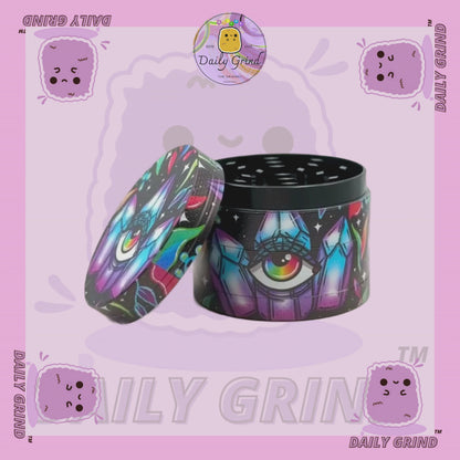 Crystal Eye Colourful - 50mm 4-Piece High Quality Custom Metal Tobacco Herb Grinder Gift Idea