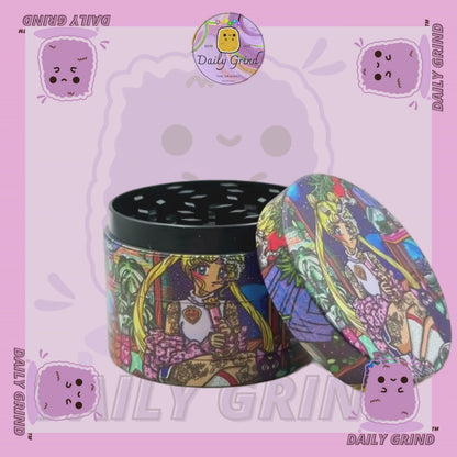 Cute Anime Baddie Parody - 50mm 4-Piece Premium Custom Metal Tobacco Herb Grinder Cute Gift Idea