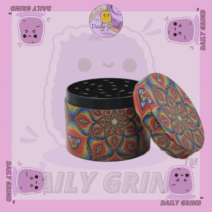 Motif Trippy coloré ondulé liquide Hallucination 50mm 4 pièces haute qualité personnalisé métal herbe broyeur cadeau 
