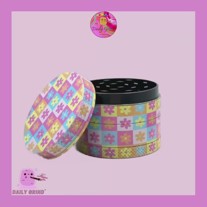 Fleurs damier mignon motif Pastel 50mm 4 pièces haute qualité personnalisé métal herbe broyeur cadeau 