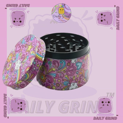 Belles filles roses coeurs mignons étoiles fleurs arc-en-ciel Design - 50mm 4 pièces de haute qualité personnalisé broyeur d'herbes en métal cadeau 