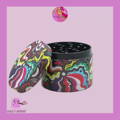 Colourful Trippy Pattern Wavy Liquid Hallucination - 50mm 4-Piece High Quality Custom Metal Kitchen Herb Grinder Gift Idea