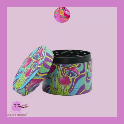 Mushroom Neon Tie Dye Cute Trippy - 50mm 4-Piece High Quality Custom Metal Kitchen Herb Grinder Gift Idea