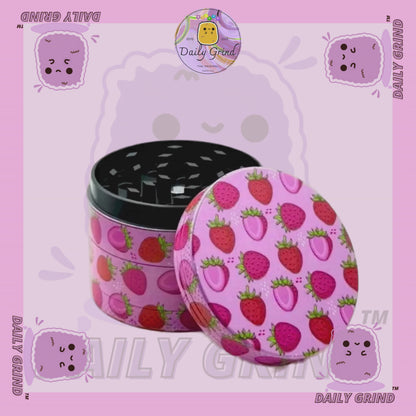 50mm Fruits Bonbons Fraise Mignon Coloré Rose Dessin Animé Juteux Fruits Saveur Conception - 4 parties Haute Qualité Métal Herb Grinder Cadeau 
