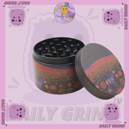Dark Night with Cute Flowers - 50mm 4-Piece High Quality Custom Girls Metal Tobacco Herb Grinder Gift Idea