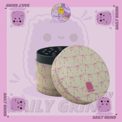 Cute Pink Bows - 50mm Premium 4-Piece Custom Metal Tobacco Herb Grinder Cute Gift