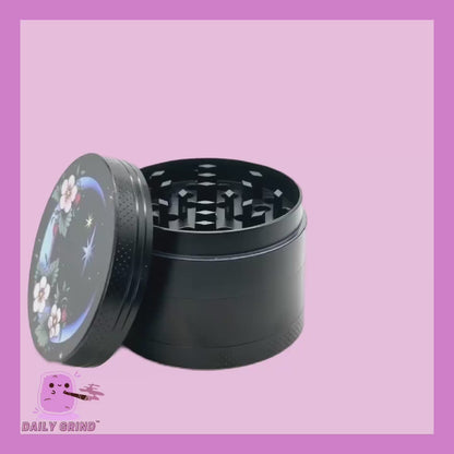 Crescent Moon Cute Flowers Night Sky Stars - 50mm 4-part High Quality Metal Kitchen Herb Grinder Gift Idea