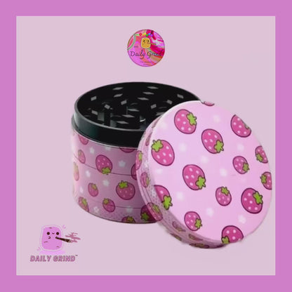 Kawaii Strawberries Japan Style Kawaii Cute Juicy Fruit - 50mm 4-Piece High Quality Custom Metal Kitchen Herb Grinder Gift Idea