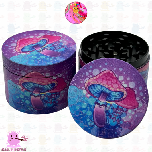 Purple Mushroom Tie Dye - 50mm 4-Piece High Quality Custom Metal Kitchen Herb Grinder Gift Idea