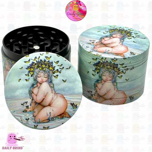 Thicc Butterfly Fairy Witch Cute Design - 50mm 4-Piece High Quality Custom Metal Kitchen Herb Grinder Gift Idea