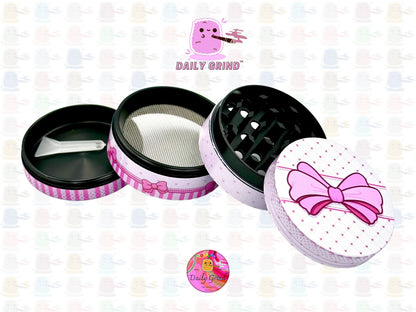 Cute  Box with a Pink Bow - 50mm 4-Piece High Quality Custom Metal Kitchen Herb Grinder Gift Idea